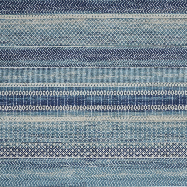 8' X 10' Navy Blue And Ivory Southwestern Area Rug