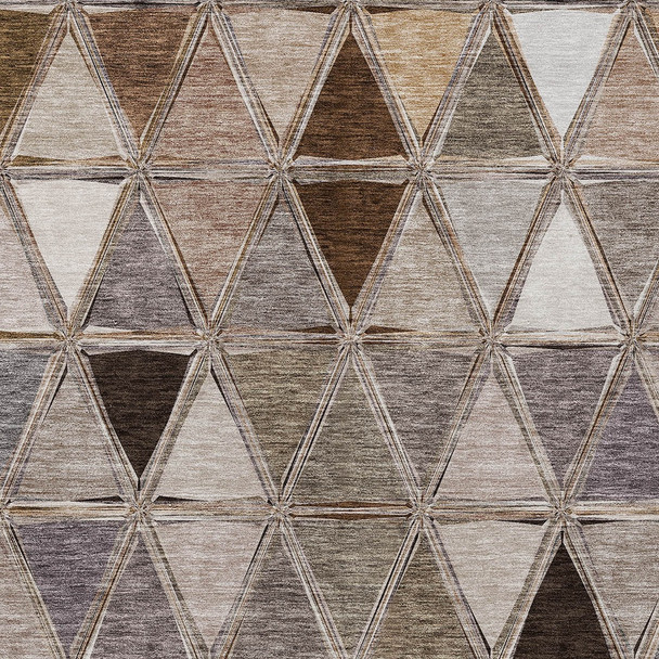 10' X 14' Brown Beige And Khaki Geometric Washable Indoor Outdoor Area Rug