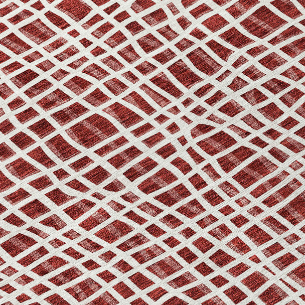 5' X 8' Burgundy And Ivory Striped Washable Indoor Outdoor Area Rug