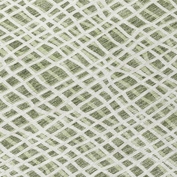 10' X 14' Green And Ivory Striped Washable Indoor Outdoor Area Rug