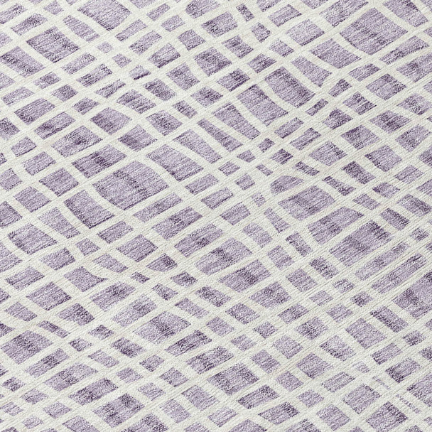 3' X 5' Lilac Purple And Ivory Striped Washable Indoor Outdoor Area Rug