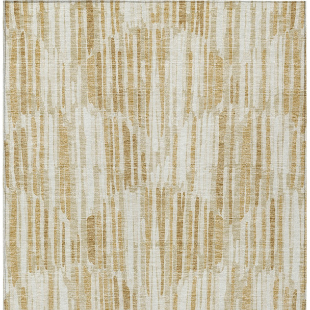 9' X 12' Gold Beige And Ivory Abstract Washable Indoor Outdoor Area Rug