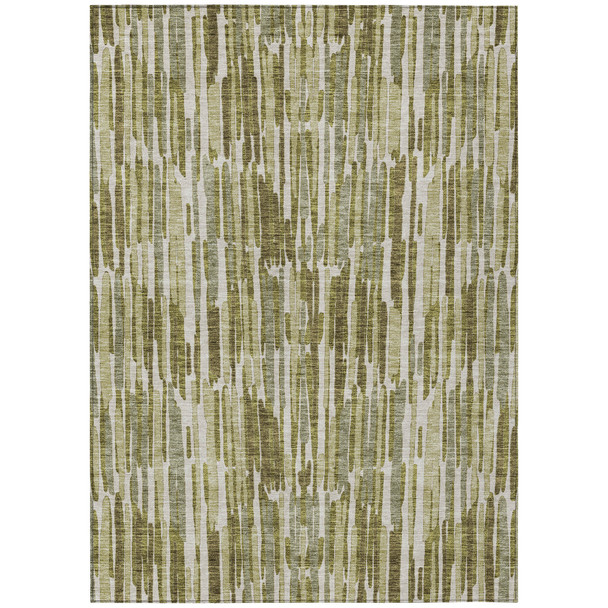 10' X 14' Olive Green Brown And Beige Abstract Washable Indoor Outdoor Area Rug