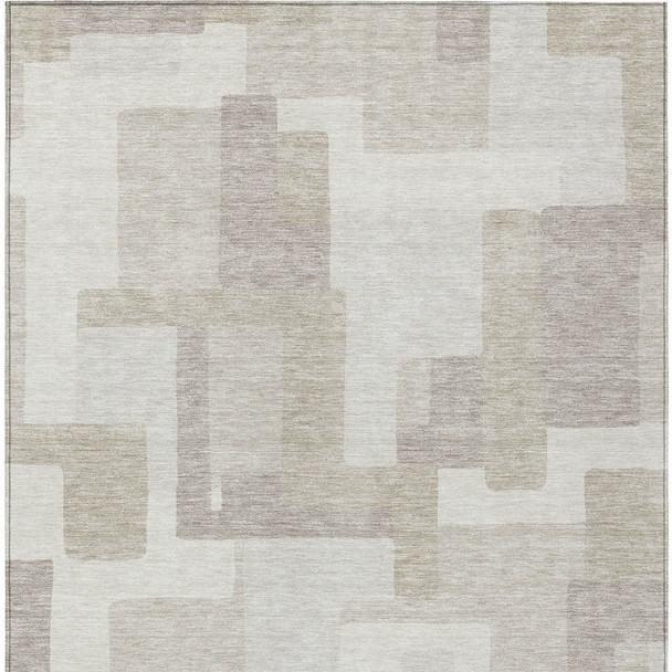 5' X 8' Beige Tan And Taupe Abstract Washable Indoor Outdoor Area Rug