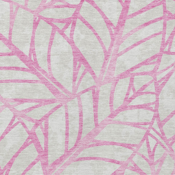 3' X 5' Pink And Beige Floral Washable Indoor Outdoor Area Rug