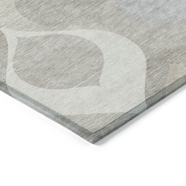9' X 12' Ivory Beige And Tan Ogee Washable Indoor Outdoor Area Rug