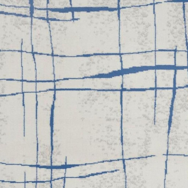 5' X 7' Ivory And Blue Geometric Distressed Area Rug