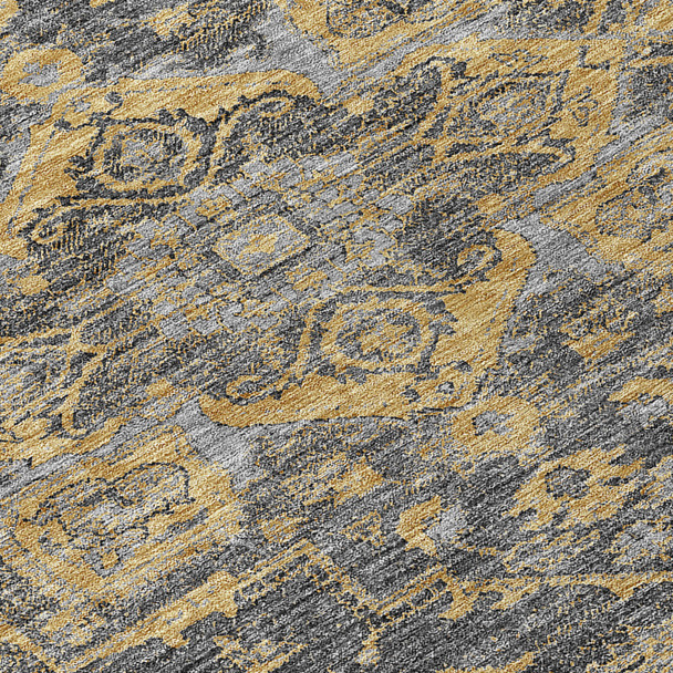 9' X 12' Gray Charcoal And Silver Oriental Washable Indoor Outdoor Area Rug