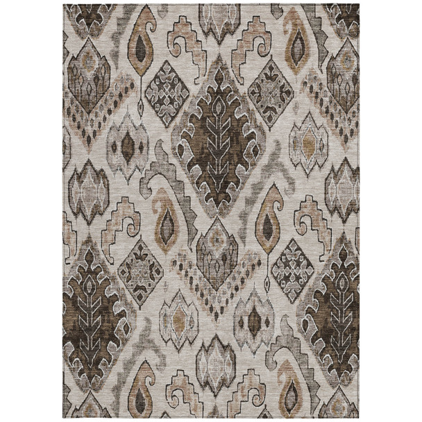 10' X 14' Brown And Beige Moroccan Washable Indoor Outdoor Area Rug