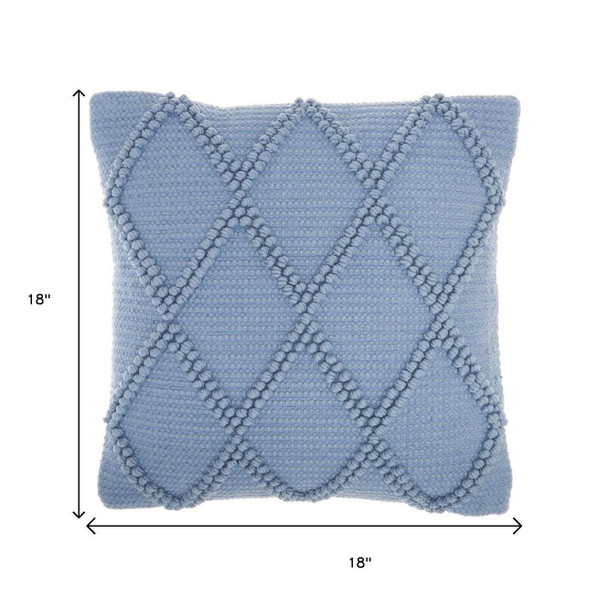 18" Blue Diamond Cotton Blend Throw Pillow with Texture