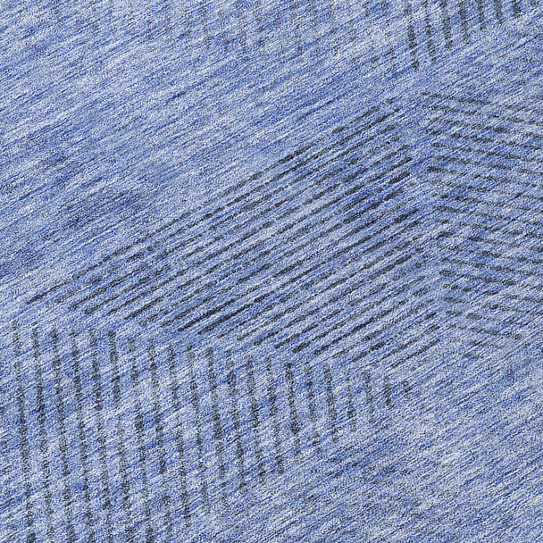 8' Denim Blue And Sky Blue Round Geometric Washable Indoor Outdoor Area Rug
