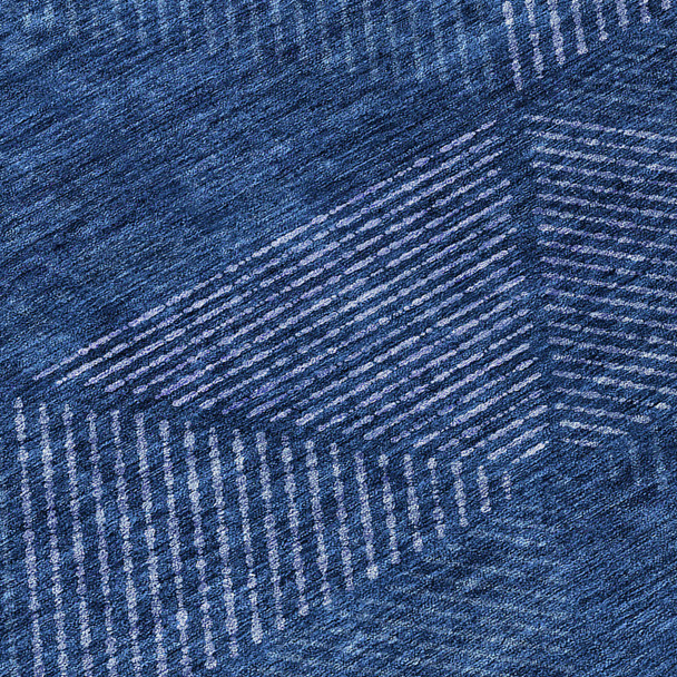 9' X 12' Navy Blue And Sky Blue Geometric Washable Indoor Outdoor Area Rug