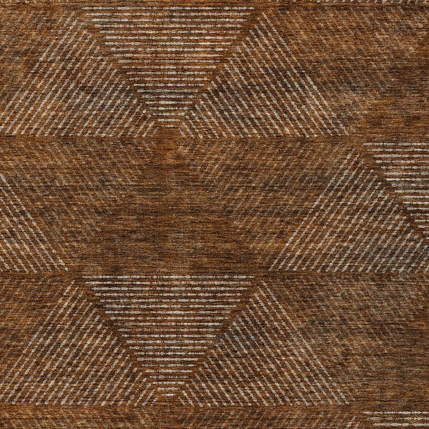 5' X 8' Terra Cotta Copper And Beige Geometric Washable Indoor Outdoor Area Rug