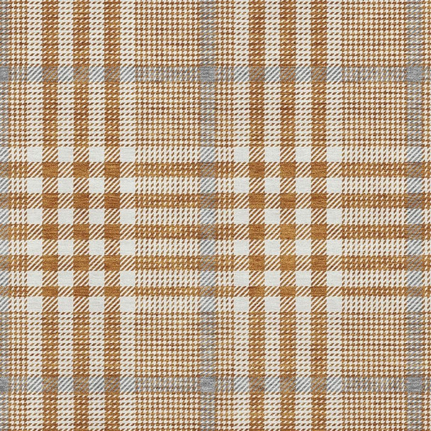 9' X 12' Rust Ivory And Gray Plaid Washable Area Rug With UV Protection
