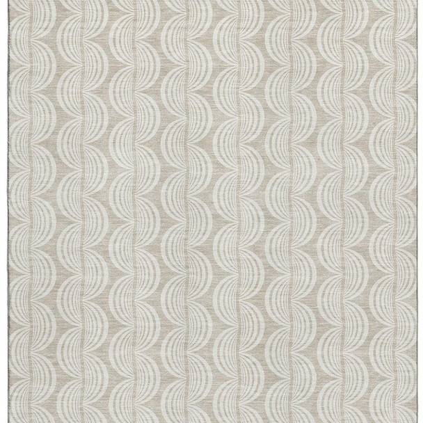 8' X 10' Beige And Ivory Ogee Washable Area Rug With UV Protection