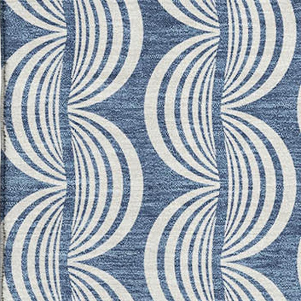 3' X 5' Denim Blue Ivory And Gray Ogee Washable Area Rug With UV Protection
