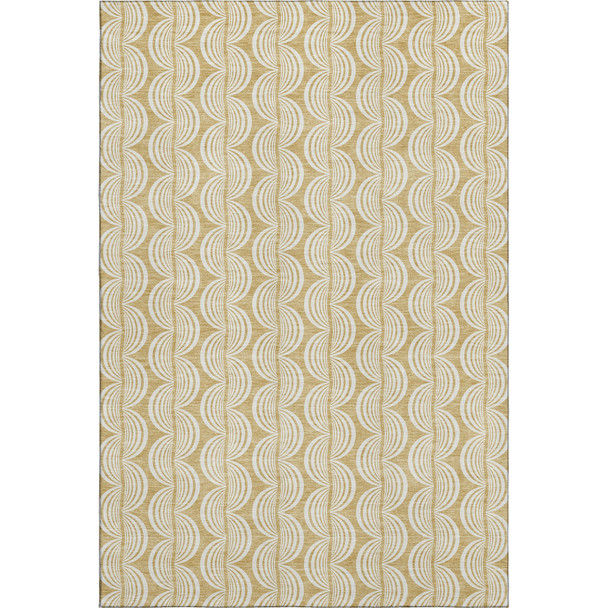 5' X 8' Gold And Ivory Ogee Washable Area Rug With UV Protection