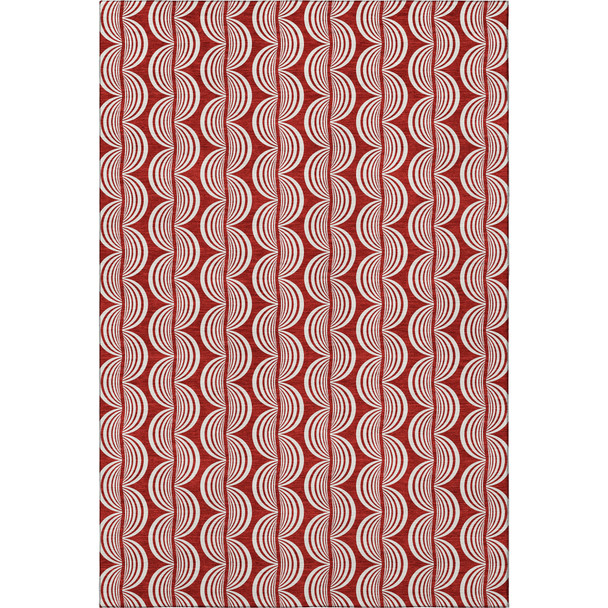 9' X 12' Red And Ivory Ogee Washable Area Rug With UV Protection