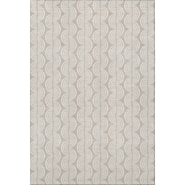 9' X 12' Khaki And Ivory Ogee Washable Area Rug With UV Protection