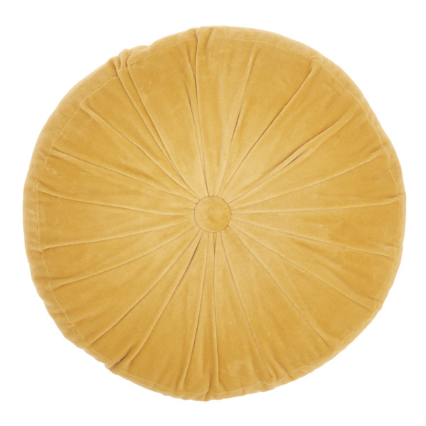 16" X 16" Mustard Yellow Round Velvet
