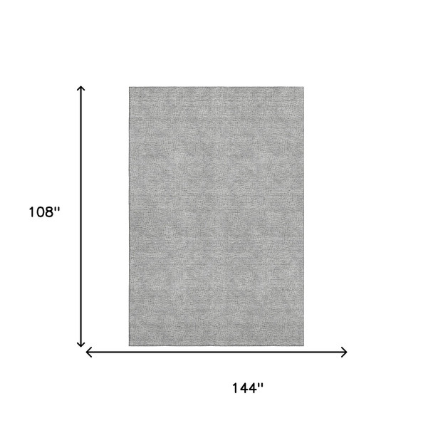 9' X 12' Gray And Ivory Geometric Washable Area Rug With UV Protection