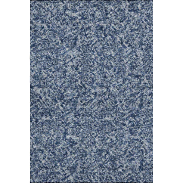 5' X 8' Navy Blue And Ivory Geometric Washable Area Rug With UV Protection