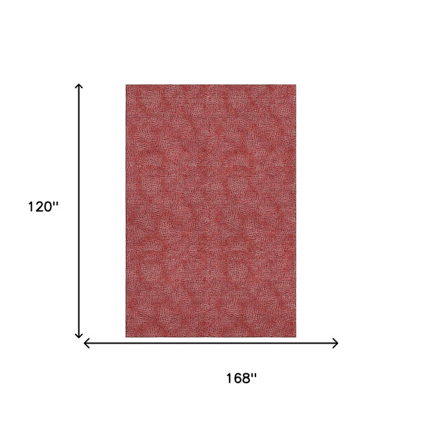 10' X 14' Red And Ivory Geometric Washable Area Rug With UV Protection