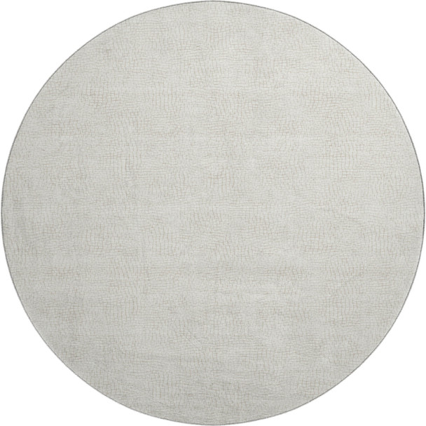 8' Beige And Ivory Geometric Washable Round Rug With UV Protection