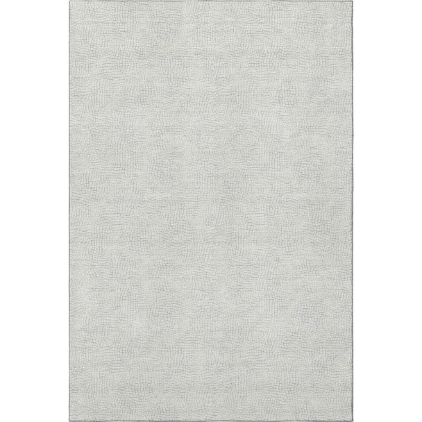5' X 8' Silver And Ivory Geometric Washable Area Rug With UV Protection