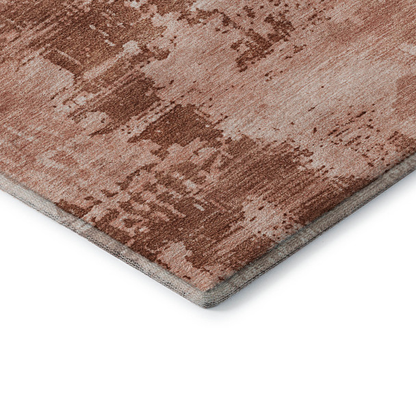 3' X 5' Rust And Coral Abstract Washable Area Rug With UV Protection