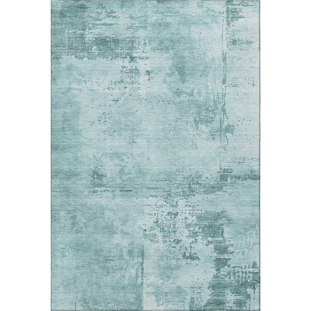 5' X 8' Aqua And Sky Blue Abstract Washable Area Rug With UV Protection