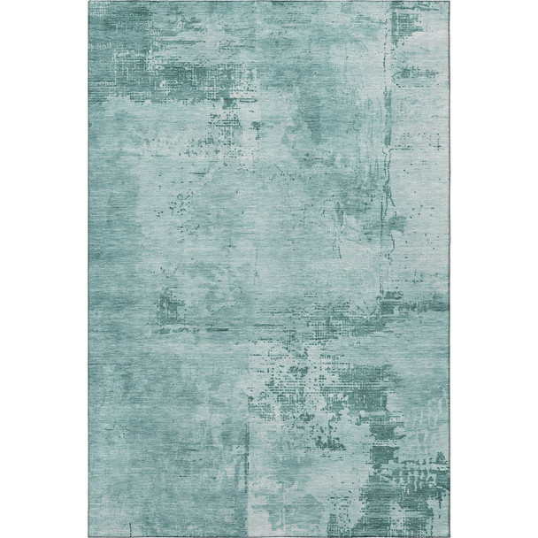 3' X 5' Teal And Aqua Abstract Washable Area Rug With UV Protection