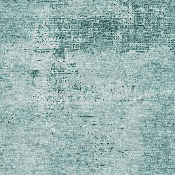 9' X 12' Teal And Aqua Abstract Washable Area Rug With UV Protection