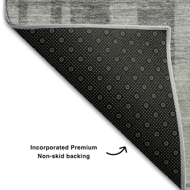 10' X 14' Gray And Silver Striped Washable Area Rug With UV Protection