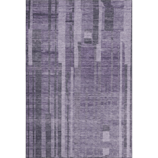 9' X 12' Purple And Lilac Striped Washable Area Rug With UV Protection