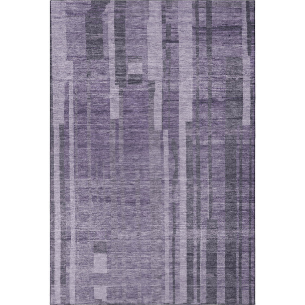 10' X 14' Purple And Lilac Striped Washable Area Rug With UV Protection