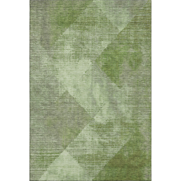 5' X 8' Green And Gray Diamond Washable Area Rug With UV Protection
