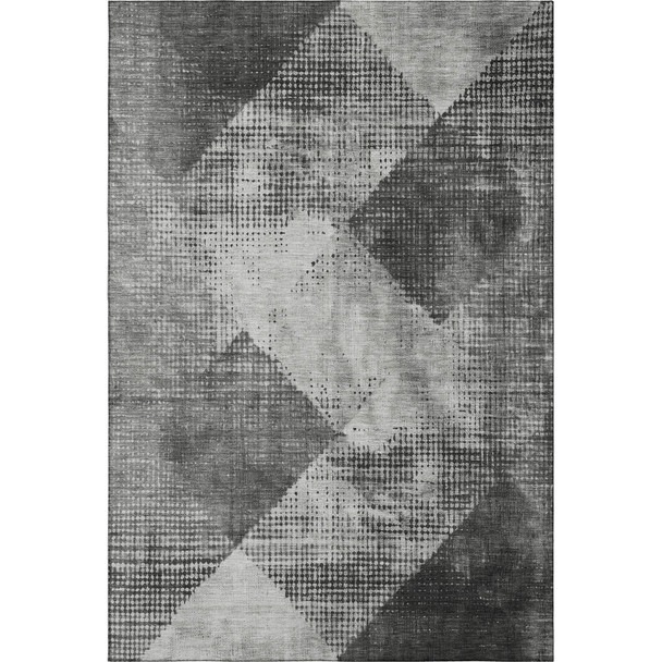 3' X 5' Gray And Silver Diamond Washable Area Rug With UV Protection
