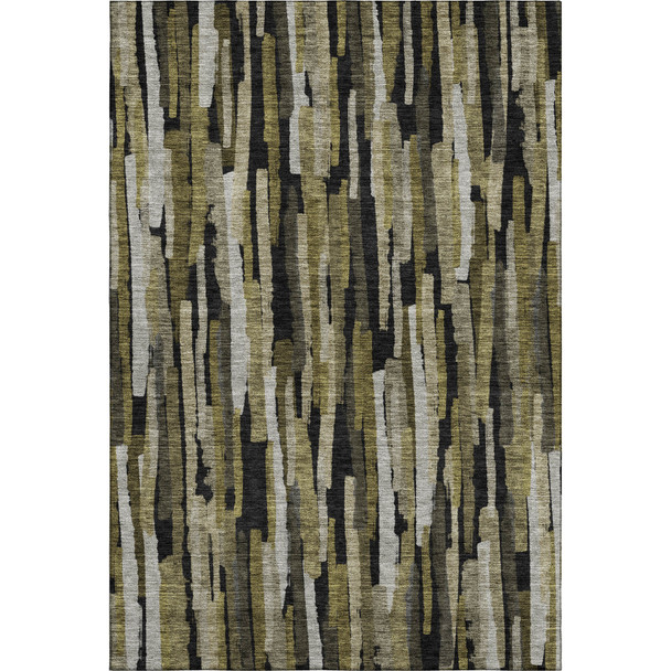10' X 14' Brown Charcoal And Gray Striped Washable Area Rug With UV Protection