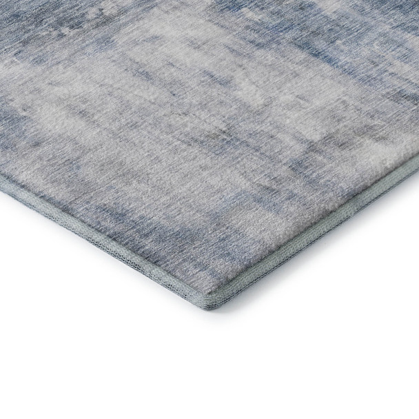 9' X 12' Blue Ivory And Gray Abstract Washable Area Rug With UV Protection