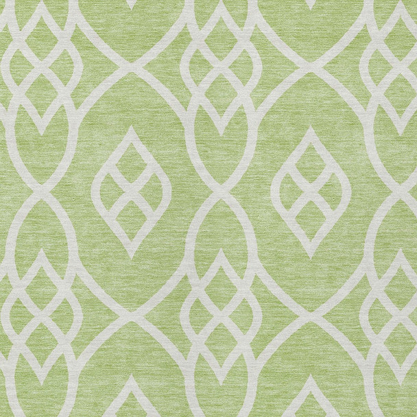 8' X 10' Artichoke Green And Ivory Trellis Washable Indoor Outdoor Area Rug