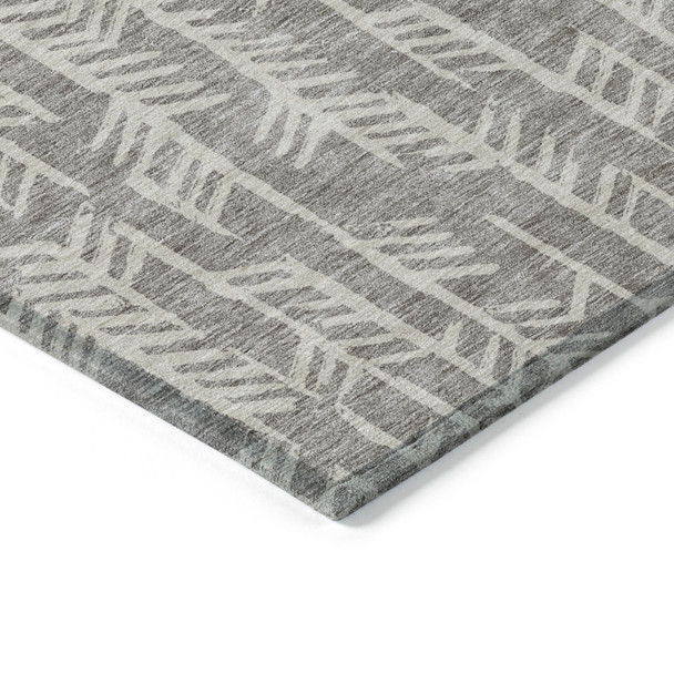 5' X 8' Taupe And Beige Tribal Washable Indoor Outdoor Area Rug