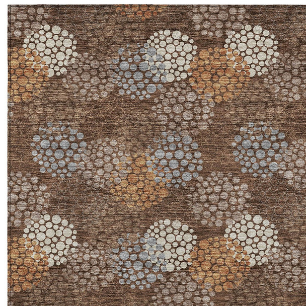 10' X 14' Brown Gray And Ivory Polka Dot Washable Indoor Outdoor Area Rug