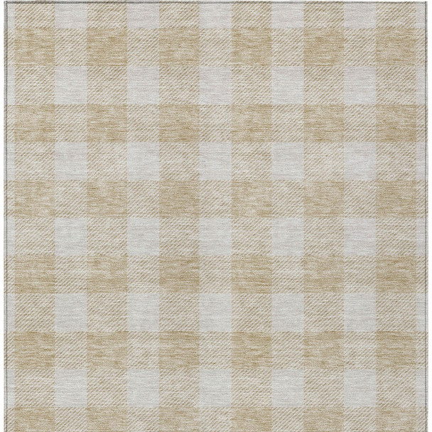 3' X 5' Beige And Gray Plaid Washable Indoor Outdoor Area Rug