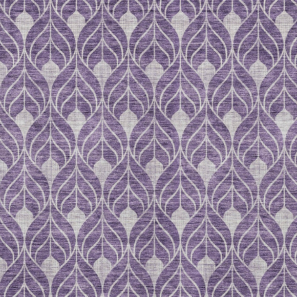 3' X 5' Purple And Ivory Geometric Washable Indoor Outdoor Area Rug