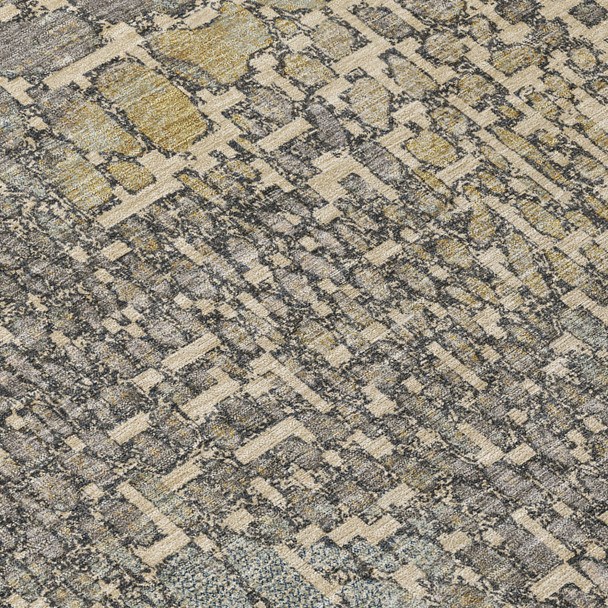 8' X 10' Ivory Gray And Black Abstract Washable Indoor Outdoor Area Rug
