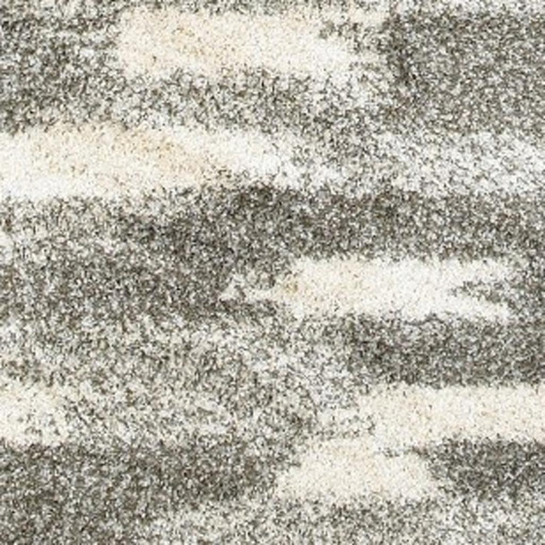 7' X 10' Gray And Ivory Geometric Pattern Area Rug