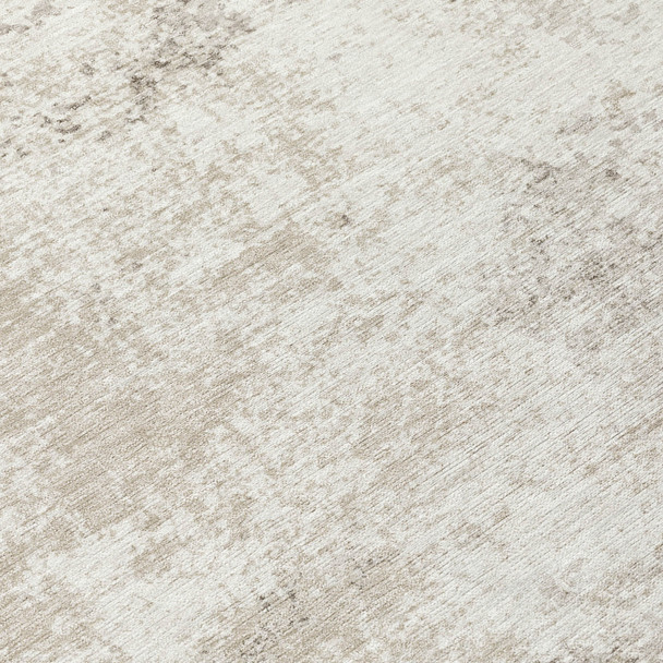 10' X 14' Ivory And Beige Abstract Washable Indoor Outdoor Area Rug