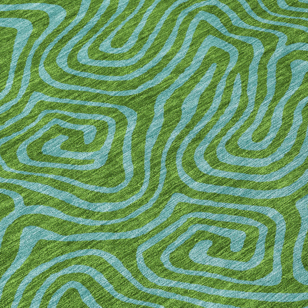 10' X 14' Green And Blue Abstract Washable Indoor Outdoor Area Rug