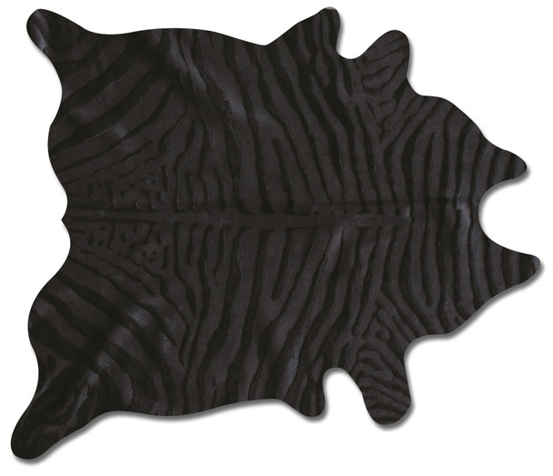 6' X 7' Black Cowhide Handmade Area Rug